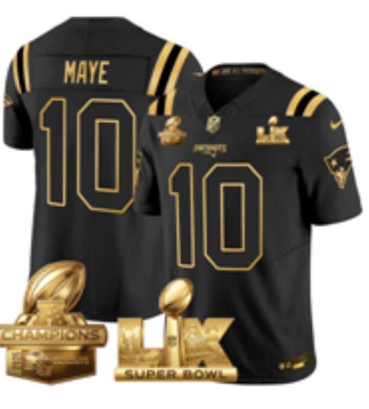 Men 2026 New England Patriots #10 Maye Black Super Bowl Nike Limited NFL Jersey style 06->new england patriots->NFL Jersey